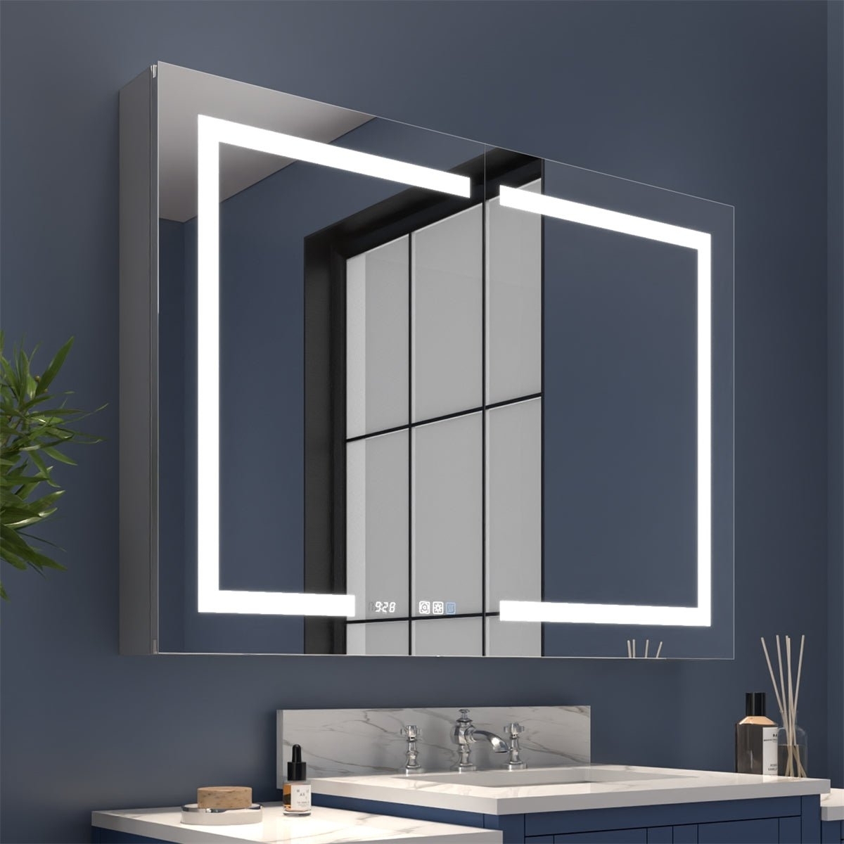 Boost-M2 44 W X 32 H Bathroom Light Medicine Cabinets With Vanity Mirror Recessed Or Surface