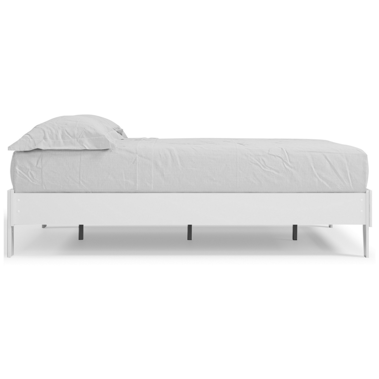 Lass Queen Size Bed, Platform Style, Modern Low Profile Frame, Clean White- Saltoro Sherpi