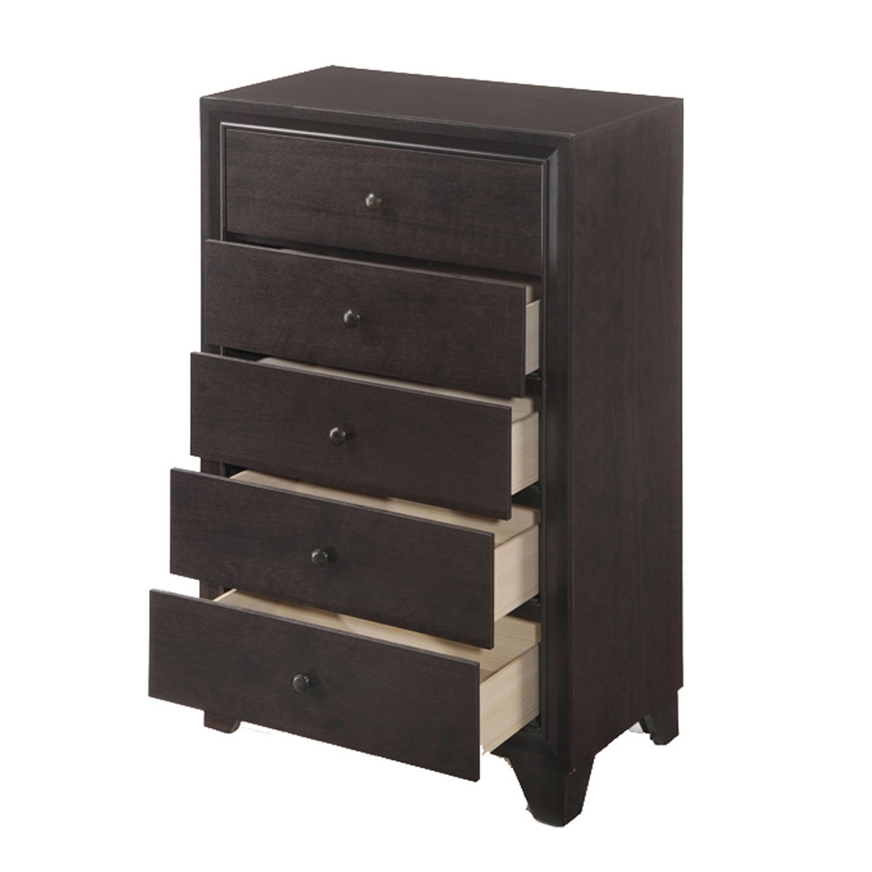 Wooden Chest With 5 Spacious Drawers , Espresso Brown- Saltoro Sherpi