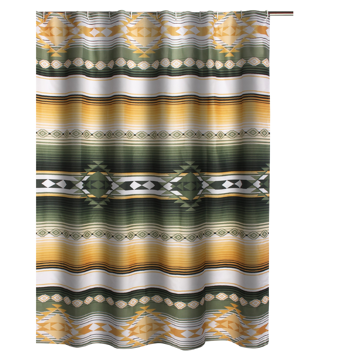 Jashua 72 Inch Shower Curtain, Southwest Style Yellow Stripes, Button Holes