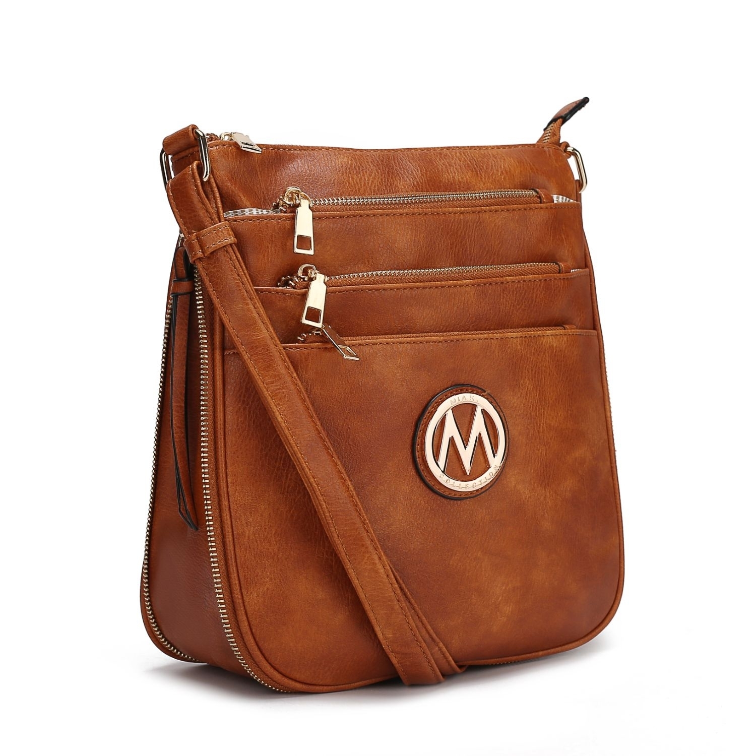 MKF Collection Salome Expandable Multi-Compartment Cross Body By Mia K. Handbag - Cognac Brown