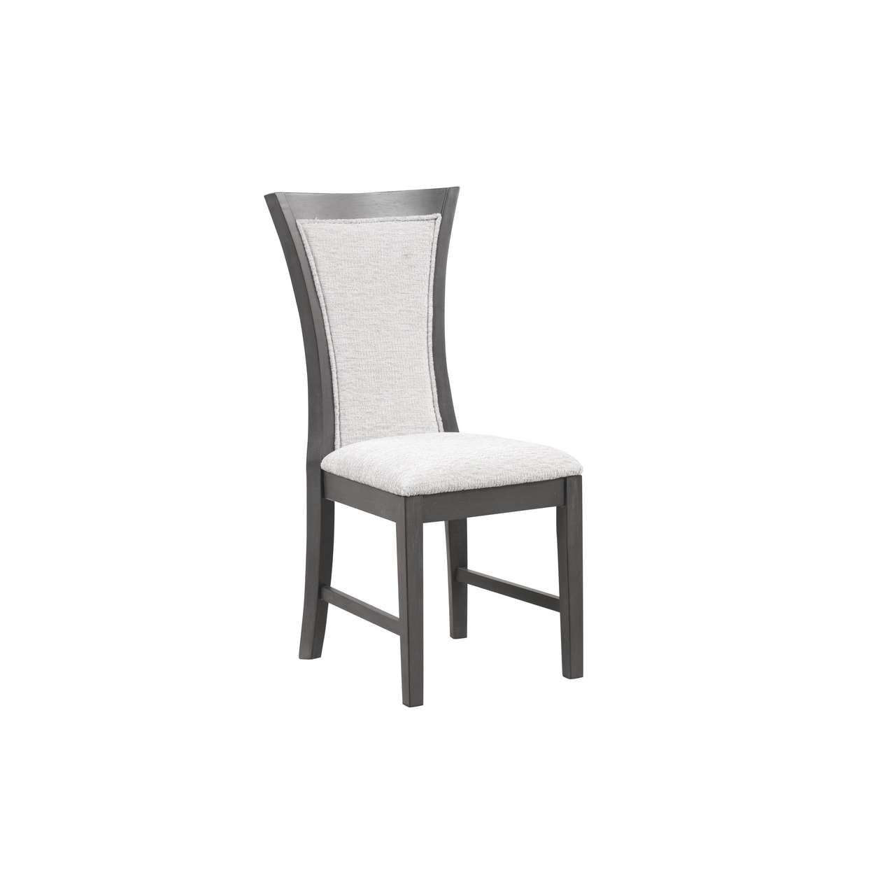 Flin 17 Inch Set Of 2 Dining Chairs, Flared Backrest, Gray Wood, Fabric - Saltoro Sherpi