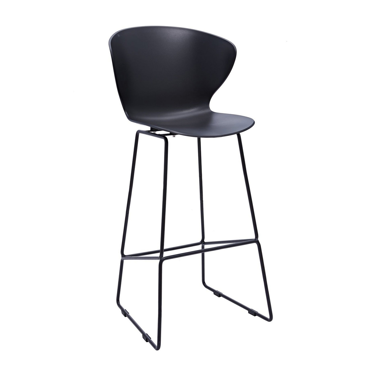 Kivi 30 Inch Set Of 2 Barstool Chairs, Metal, Curved Black Polypropylene - Saltoro Sherpi