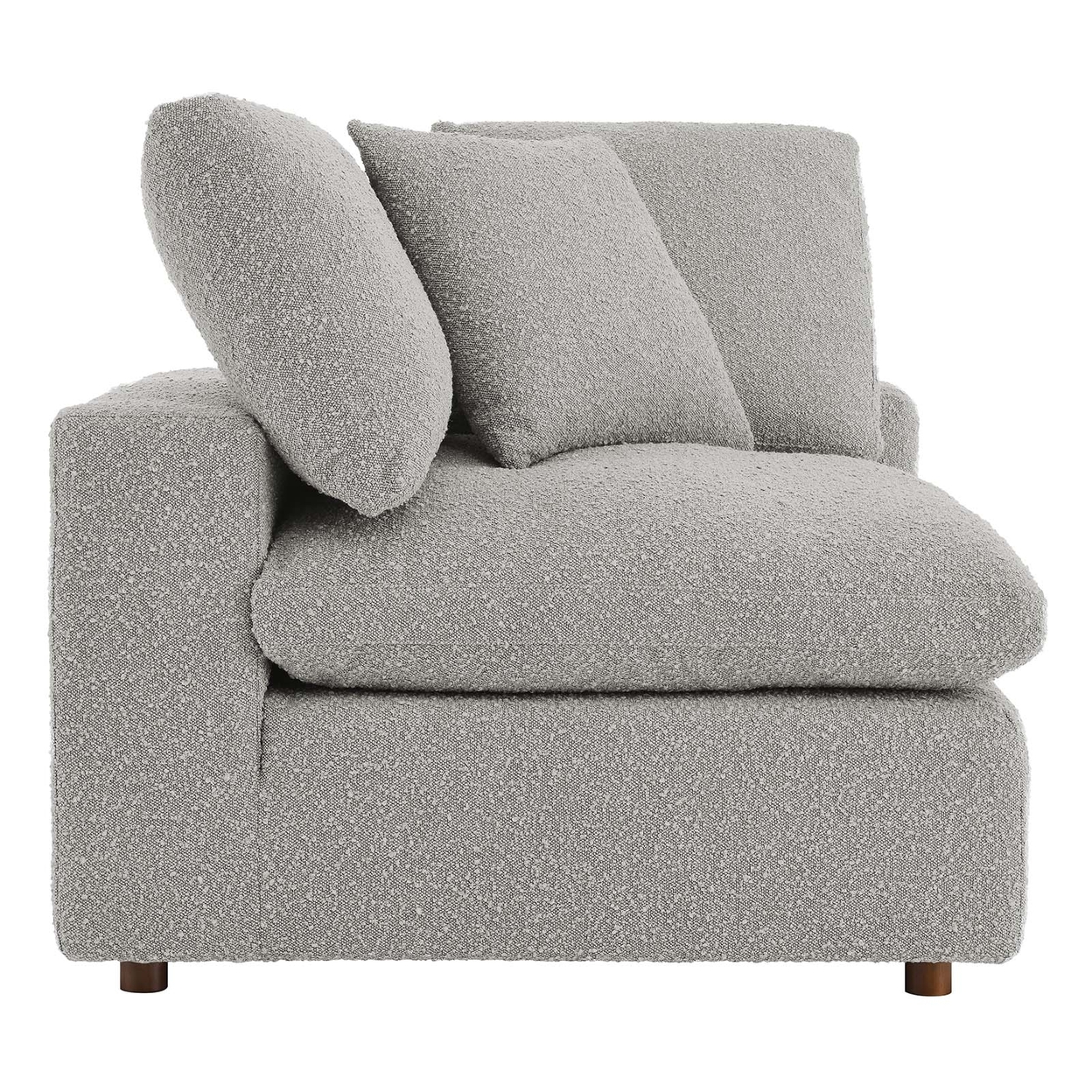 Commix Down Filled Overstuffed Boucle Fabric Corner Chair, Light Gray