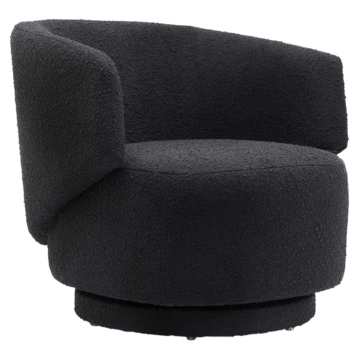 Celestia Boucle Fabric Swivel Chair, Black