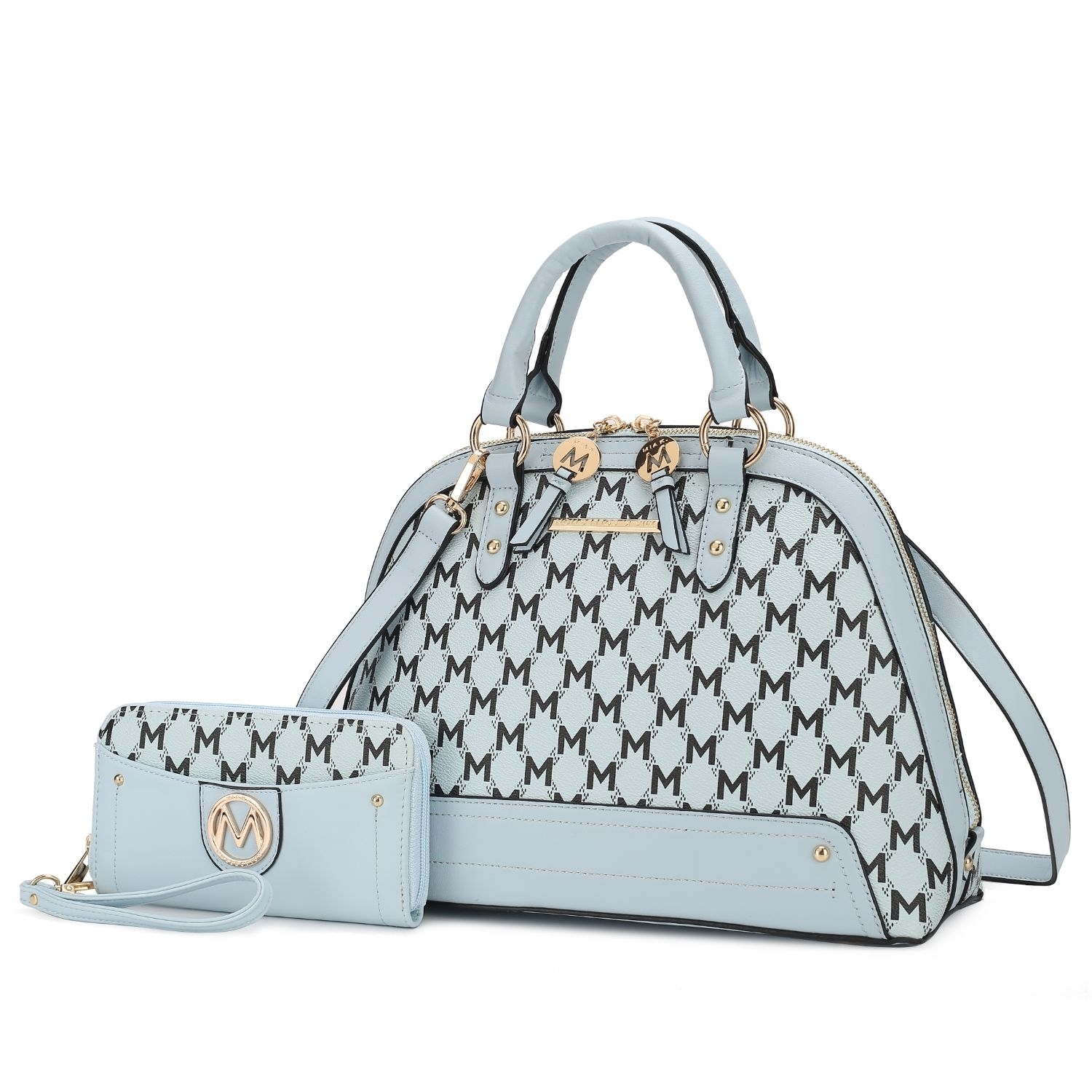 MKF Collection Frida Vegan Leather Women's Satchel With Matching Wallet By Mia K - 2 Pieces - Light Blue