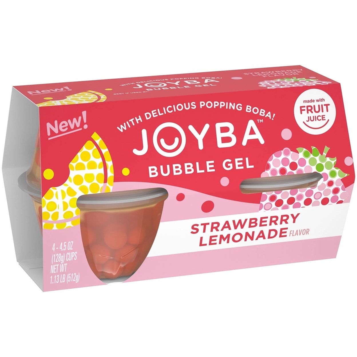 JOYBA Bubble Gel Fruit Cups, Strawberry Lemonade & Mango Passion, 4.5 Oz (16 Ct)