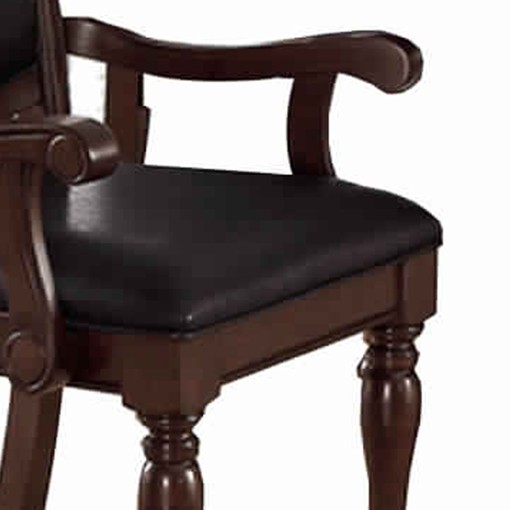 Old Style Rubber Wood Arm Chair Set Of 2 Brown- Saltoro Sherpi
