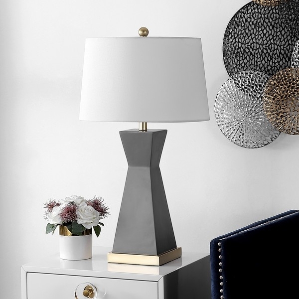 SAFAVIEH Table Lamp Collection Onder 27 Table Lamp Grey