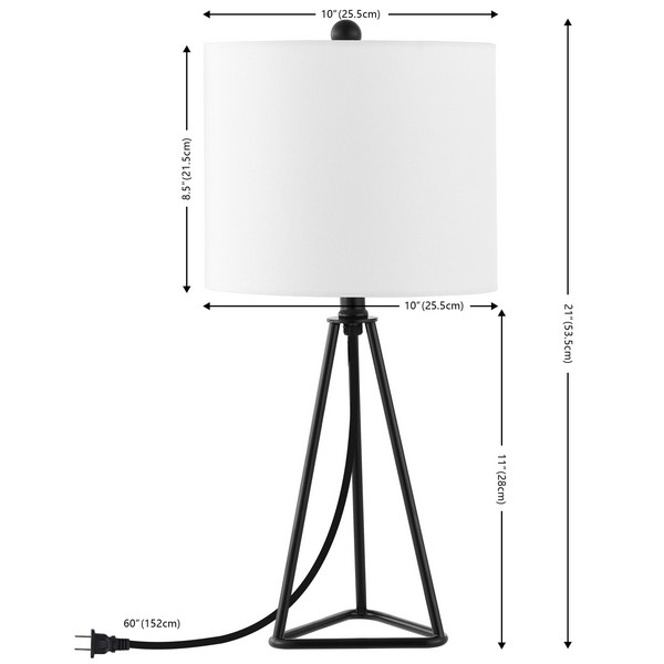 SAFAVIEH Table Lamp Collection Vernelle 21 Inch Table Lamp Black