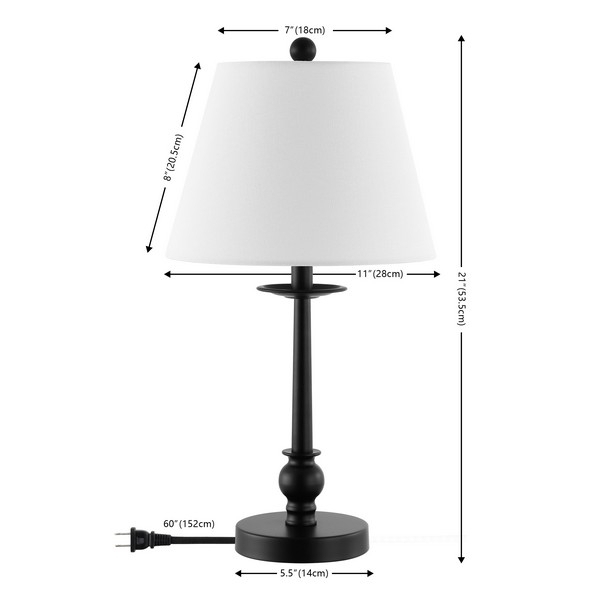 SAFAVIEH Table Lamp Collection Clysa 21 Inch Table Lamp Black