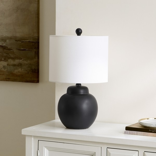 SAFAVIEH Table Lamp Collection Roux 19.5 Inch Table Lamp Black