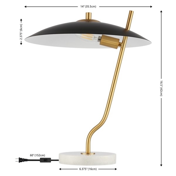 SAFAVIEH Table Lamp Collection Studio 16 Inch Table Lamp Black / Brass
