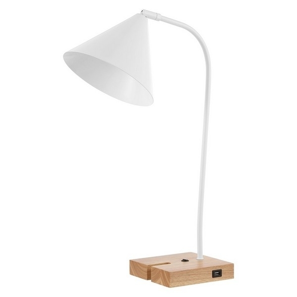 SAFAVIEH Table Lamp Collection Nuka 22.5 Tbl W/ Usb Port White / Natural