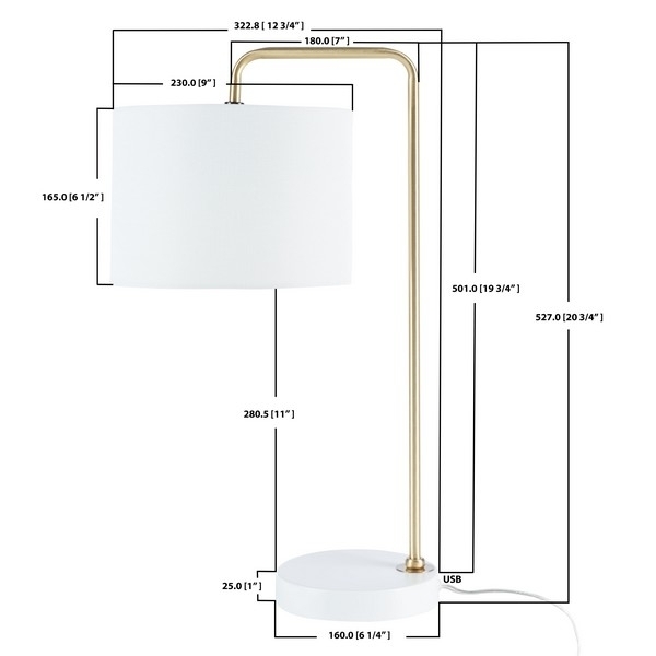 SAFAVIEH Table Lamp Collection Felton 21 Table Lamp Gold / White