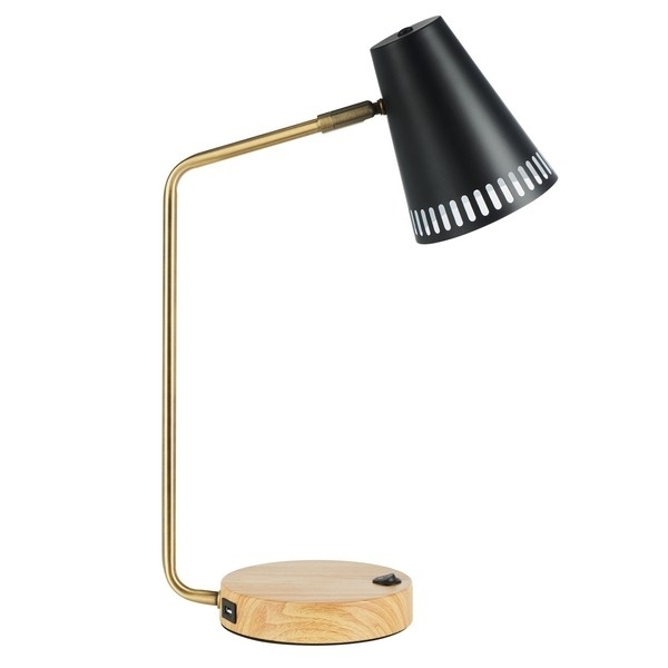 SAFAVIEH Table Lamp Collection Veda Task 19 Table Lamp Gold / Black