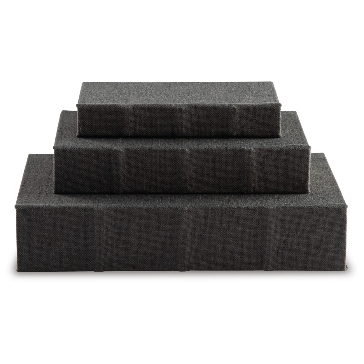 Set Of 3 Decorative Boxes With Black Velvet Lining, Nesting Book Design- Saltoro Sherpi