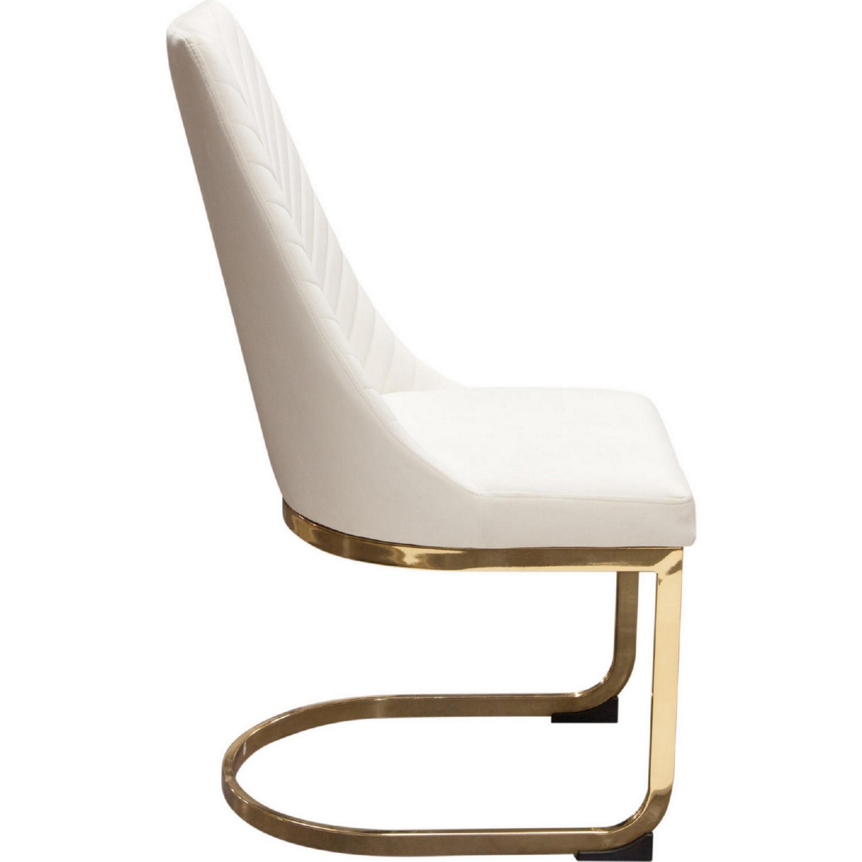 Jima 22 Inch Cantilever Dining Chair, Set Of 2, White Velvet, Gold Base- Saltoro Sherpi
