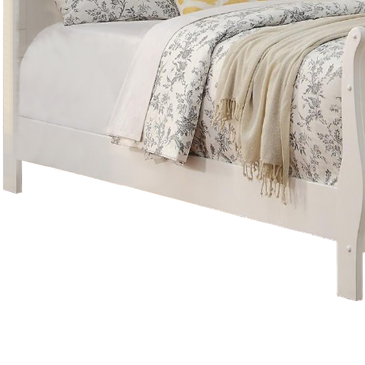 Spellbinding Clean Wooden Twin Bed, White- Saltoro Sherpi