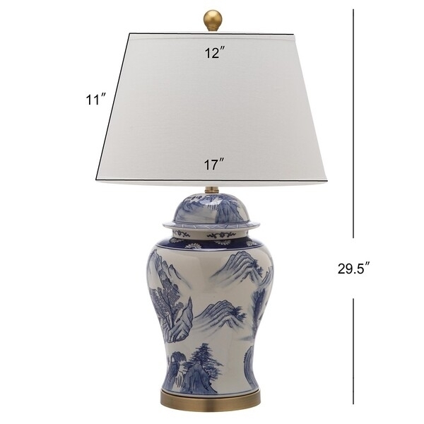 SAFAVIEH Lighting Shanghai Ginger Jar Table Lamp Blue / White