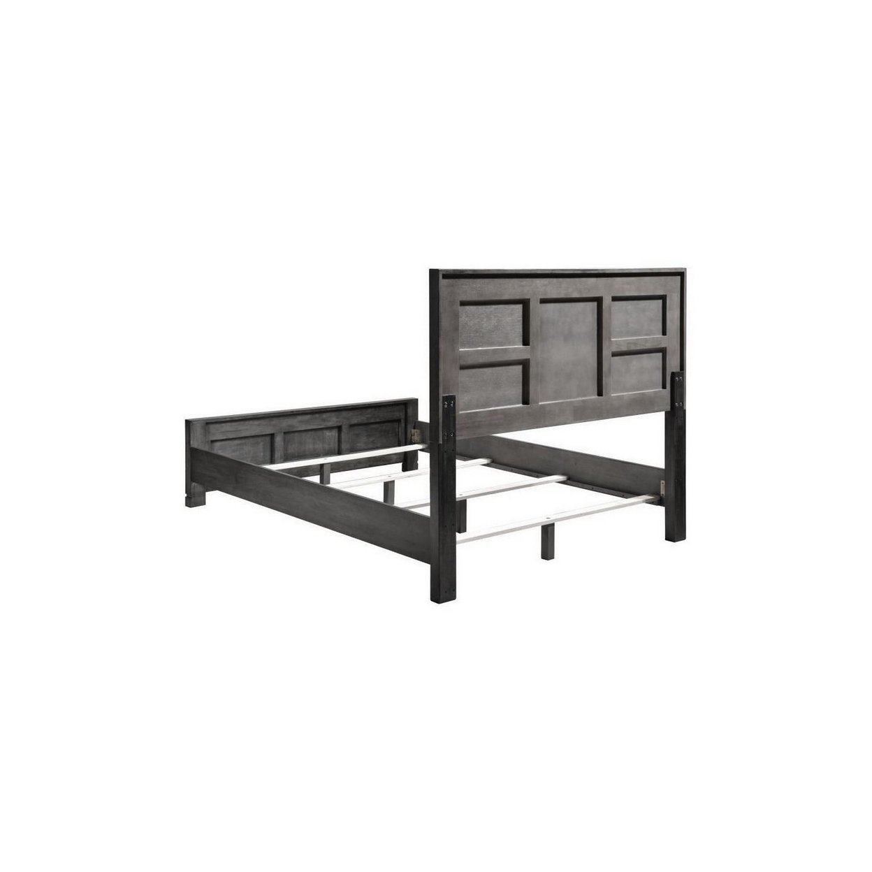 Acy Queen Bed, Panel Sections On Headboard And Footboard, Dark Gray Wood- Saltoro Sherpi