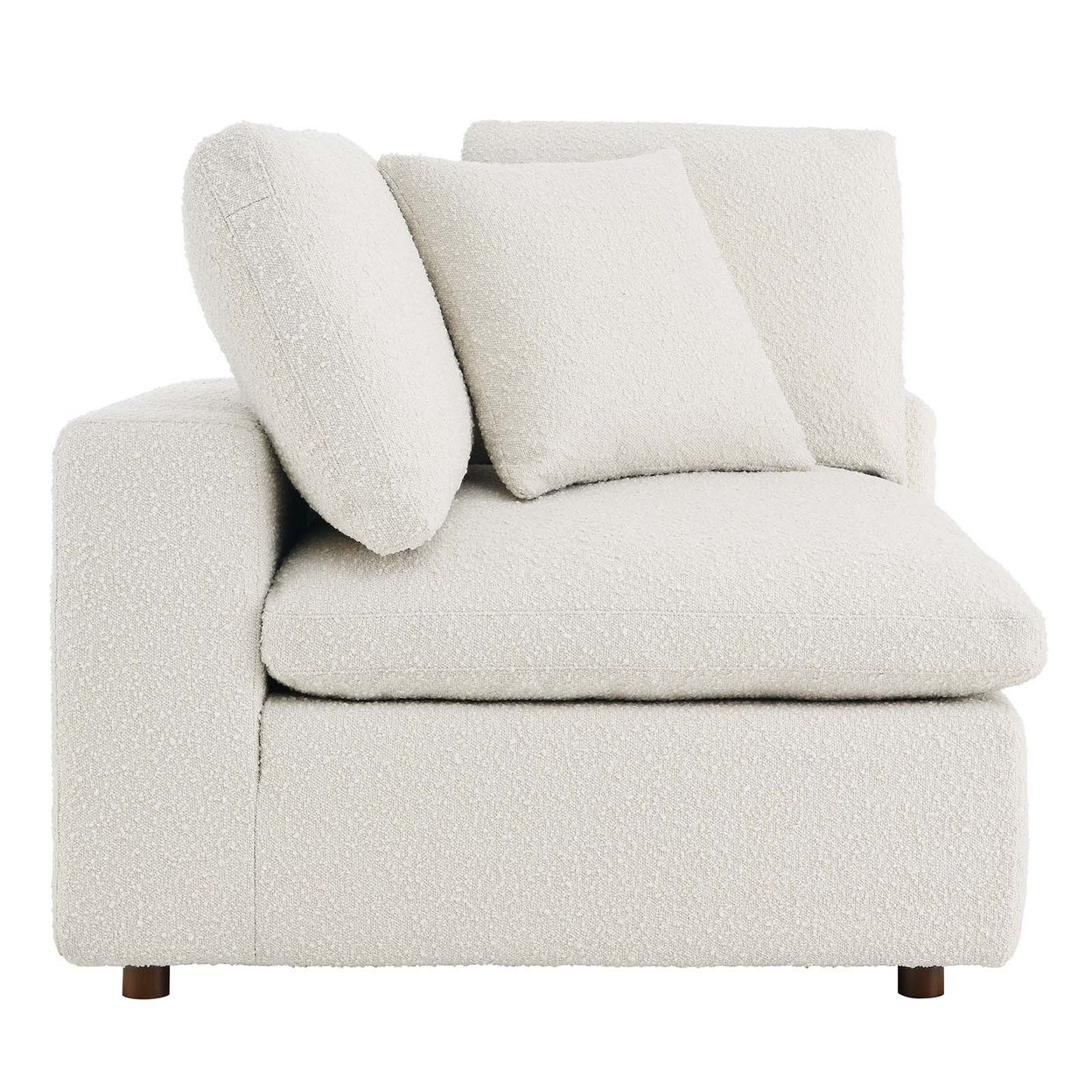 Commix Down Filled Overstuffed Boucle Fabric Corner Chair, Ivory