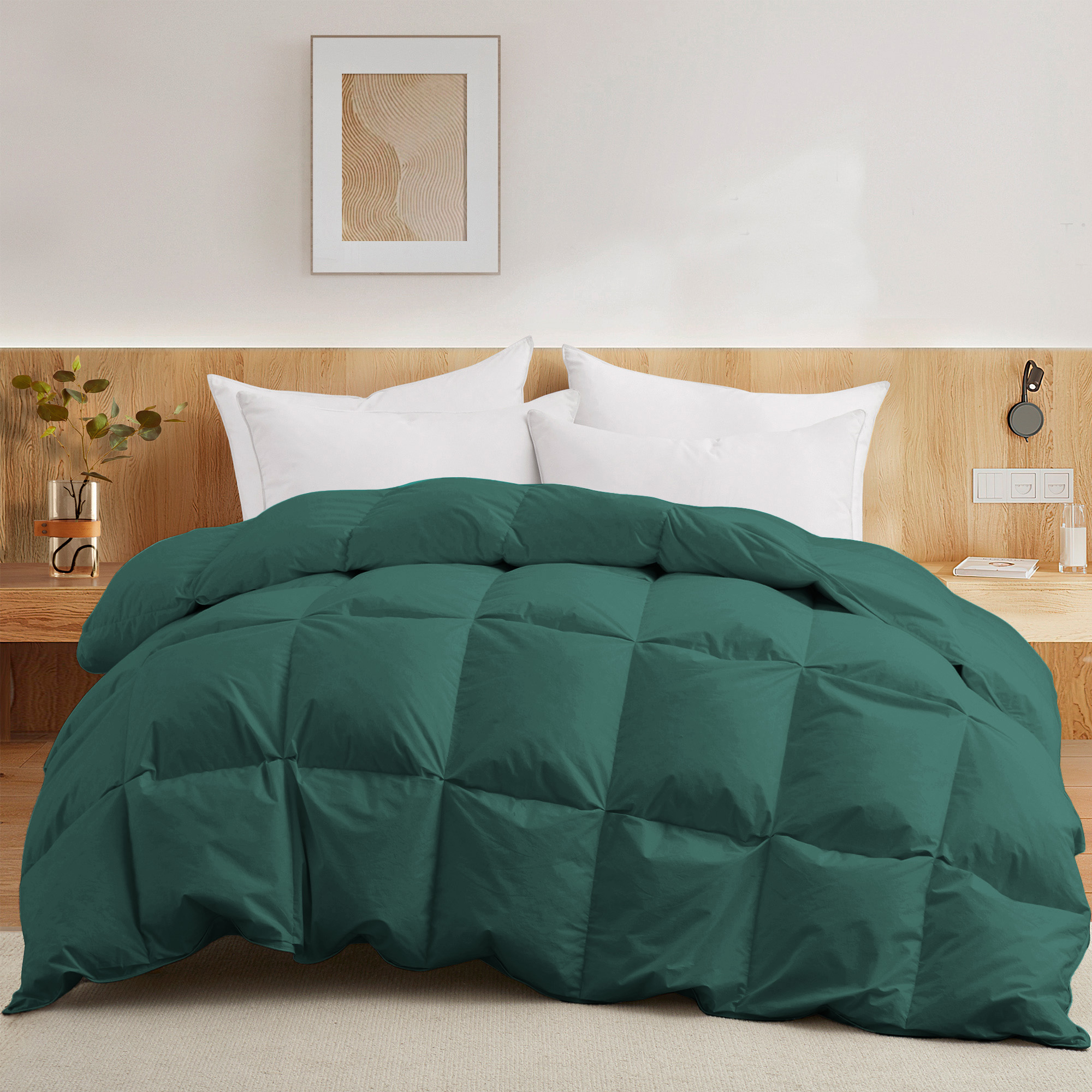 Premium Goose Feather And Down Duvet Insert -All Season Comforter With Breathable Cotton Cover - Full/Queen-90*90