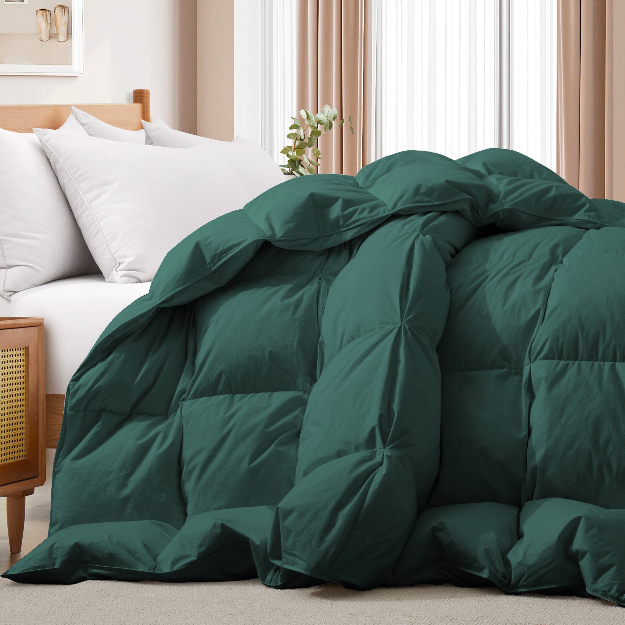 Premium Goose Feather And Down Duvet Insert -All Season Comforter With Breathable Cotton Cover - Full/Queen-90*90