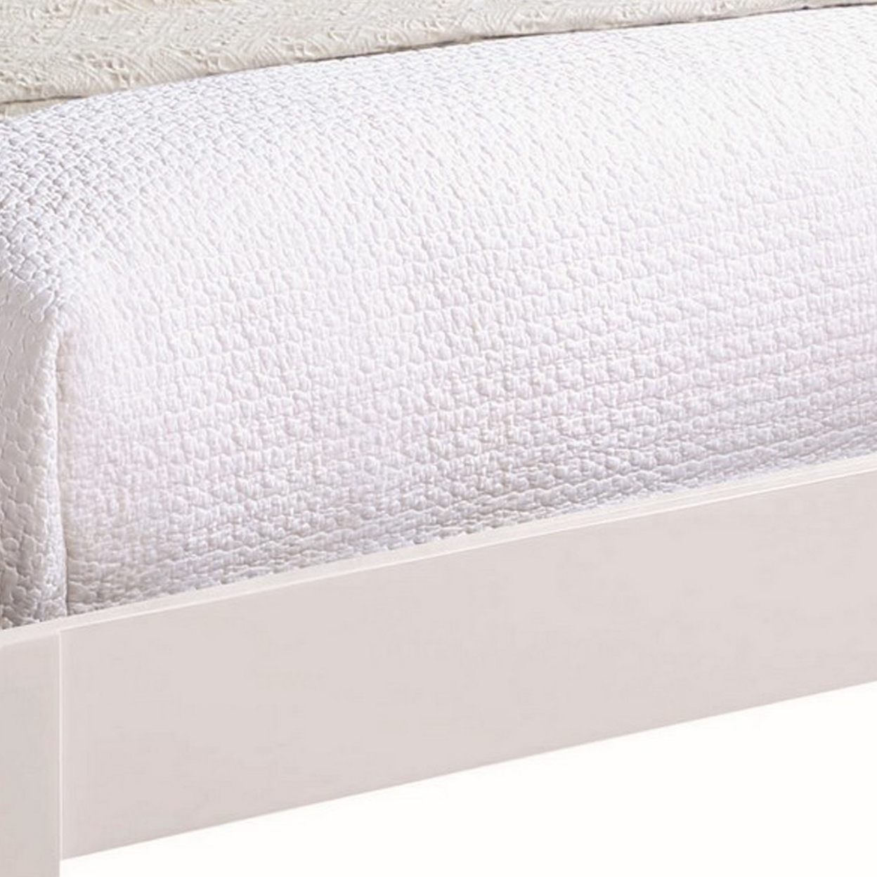 Cavi Modern Low Profile Platform California King Bed, Panel Sides, White- Saltoro Sherpi