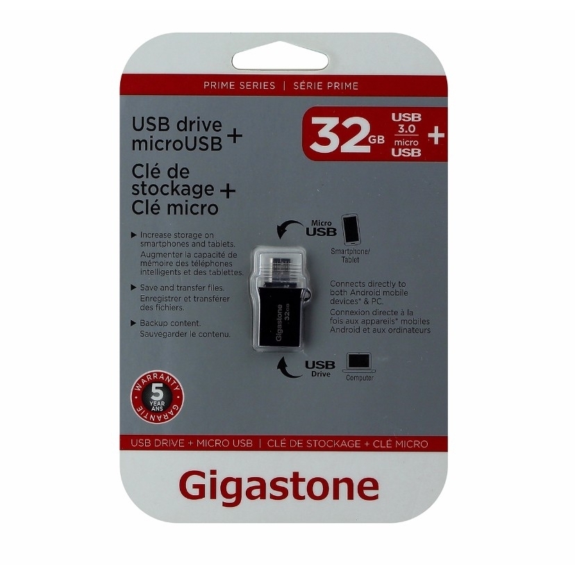 Gigastone OTG USB Drive Metal OTG 32GB USB 3.0 Flash Drive , (GS-U332OTG-R)