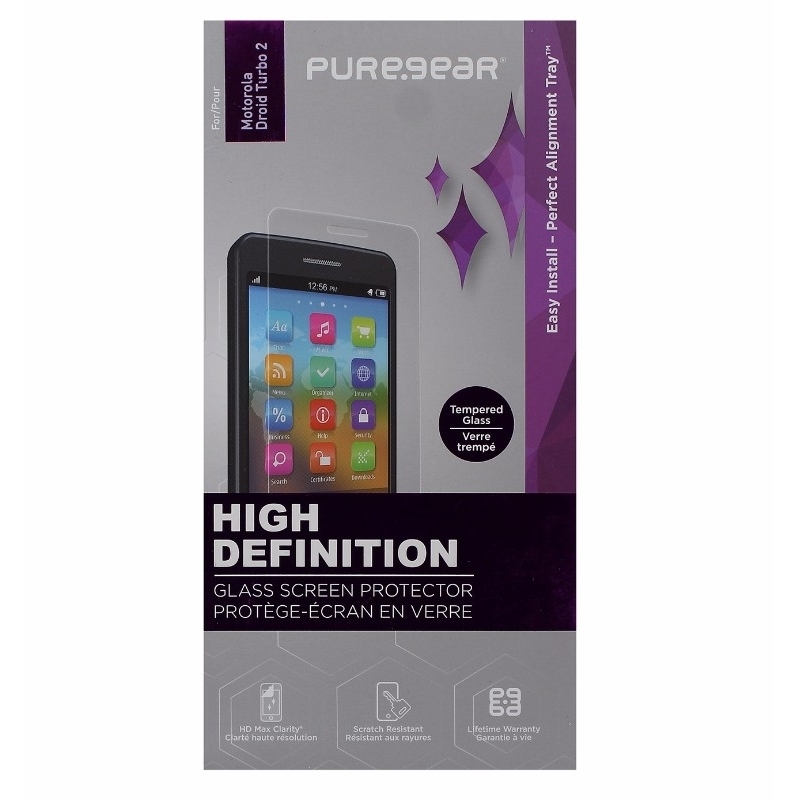 PureGear HD Tempered Glass Screen Protector For Motorola Droid Turbo 2 - Clear