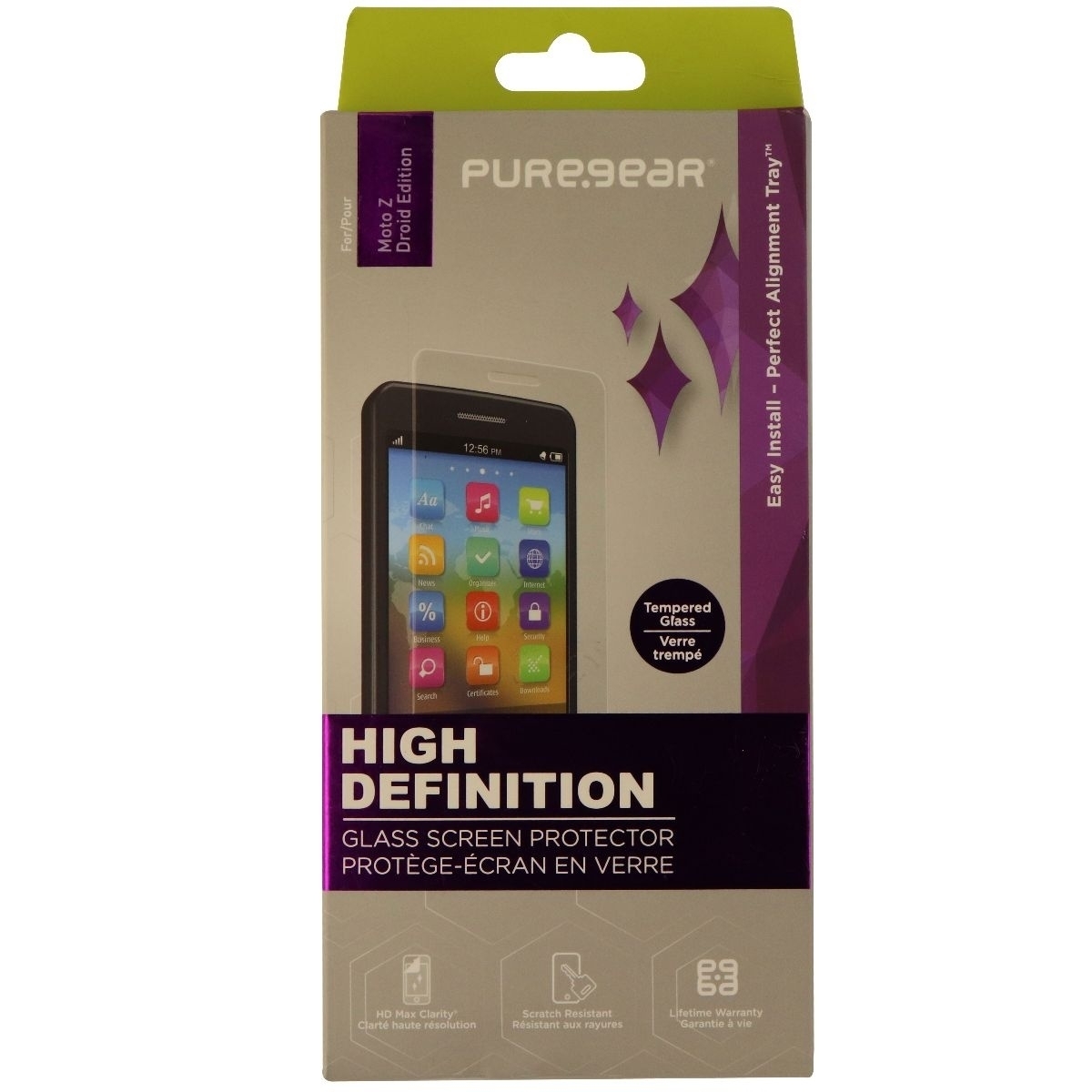 PureGear HD Tempered Glass Screen Protector For Motorola Moto Z - Clear