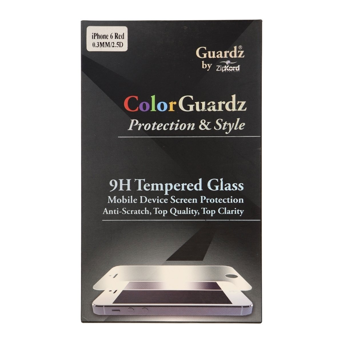 ZipKord ColorGuardz 9H Tempered Glass For IPhone 6s 6 - Metallic Red Border