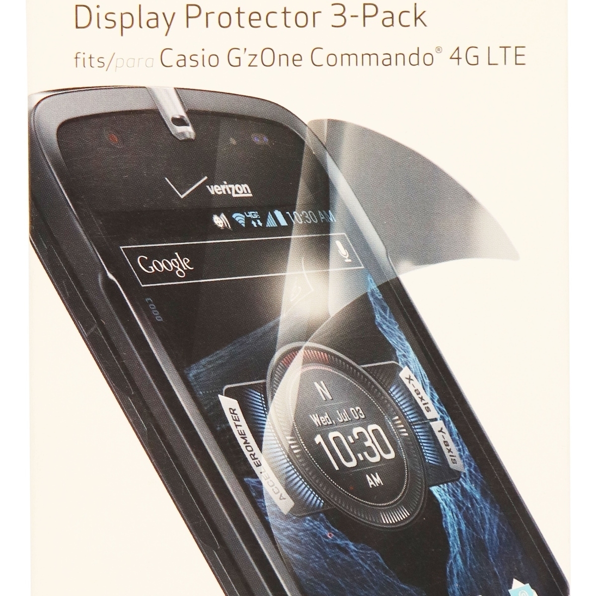 Verizon Wireless Display Protectors For Casio GzOne Commando 4G LTE (3 Pack)