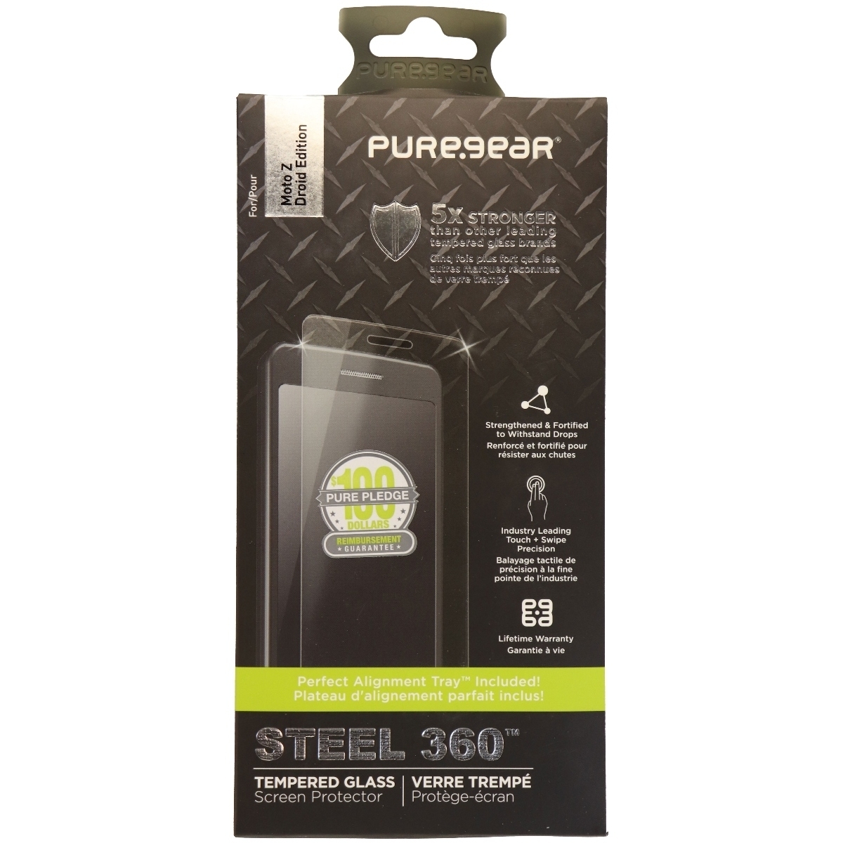 PureGear Steel 360 Tempered Glass Screen Protector For Moto Z Droid - Clear