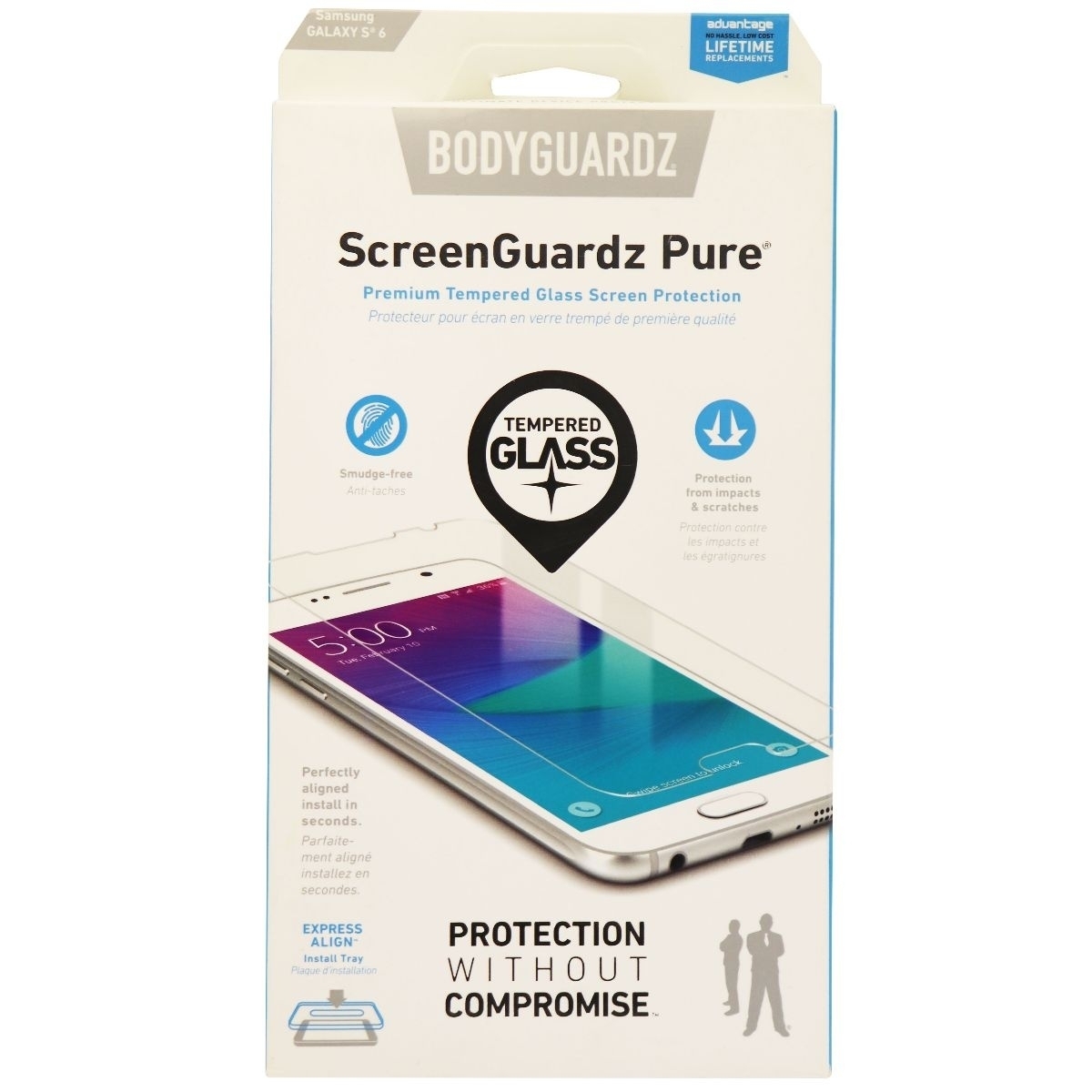 BodyGuardz ScreenGuardz Pure Series Tempered Glass For Galaxy S6 - Clear