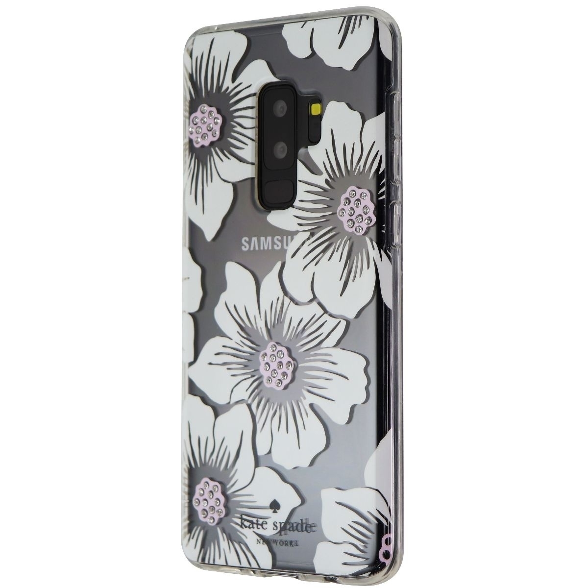 Kate Spade Hard Case For Samsung Galaxy S9+ (Plus) - Clear/White Flower/Gems