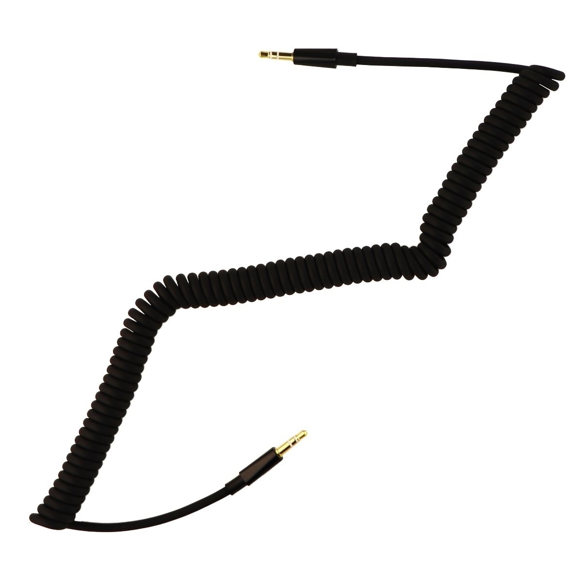 Insignia 9-Foot Coiled Audio Cable With Premium 3.5mm Connectors - Black (Refurbished)