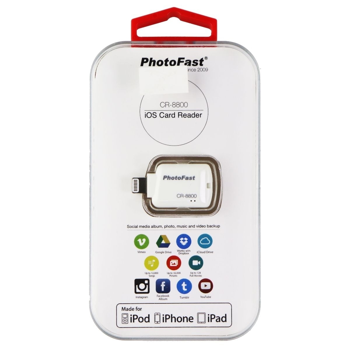 Gigastone IOS Card Reader For Apple IPhone & IPad - White (CR-8800)