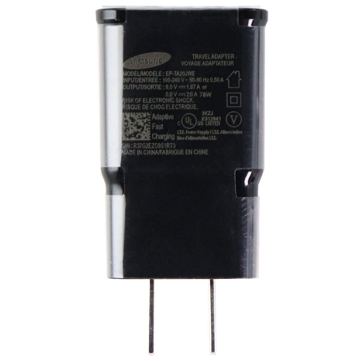 Samsung Adaptive Fast Charge Single USB Wall Adapter - Black (EP-TA20JWE)