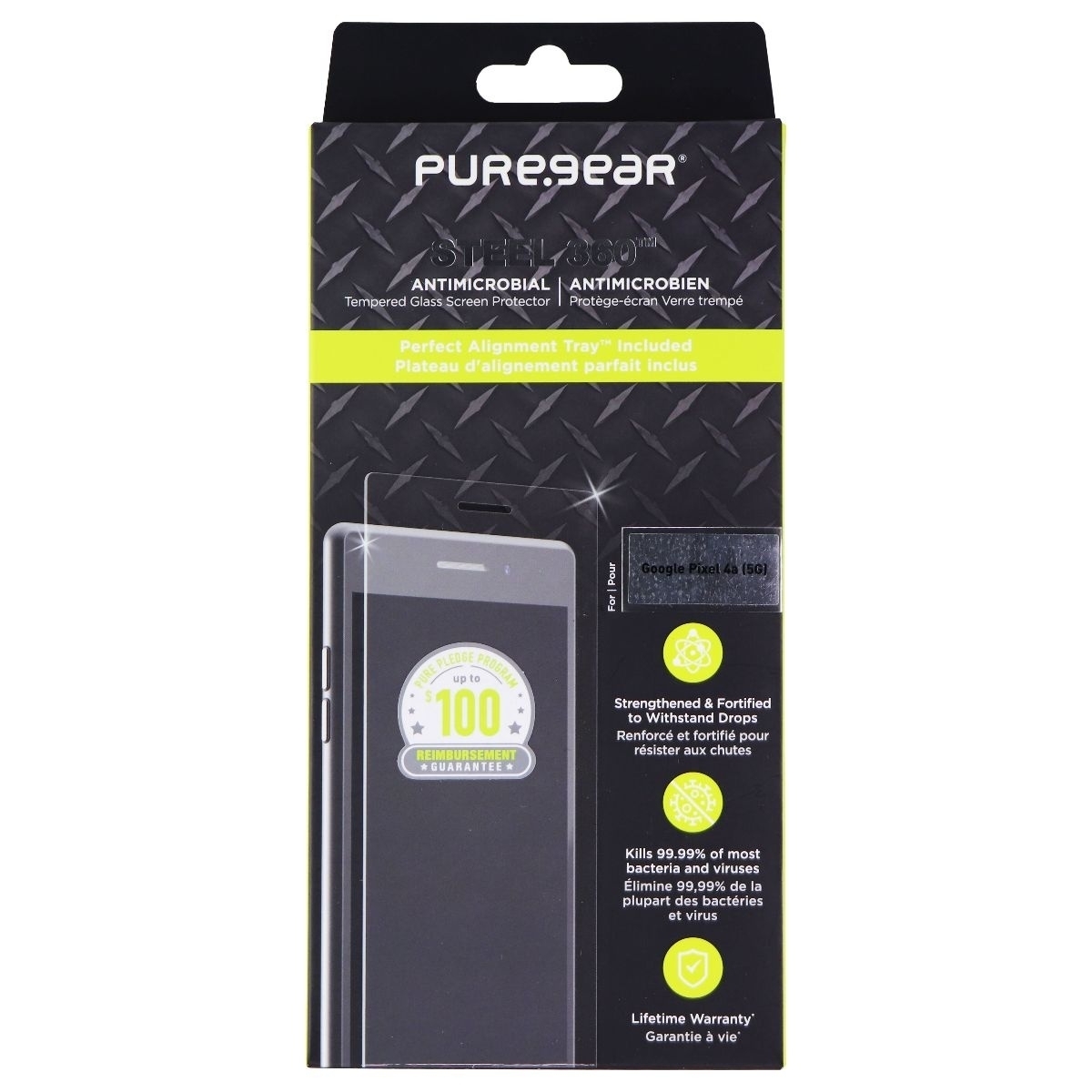 PureGear Steel 360 Tempered Glass Protector For Google Pixel 4a 5G - Clear