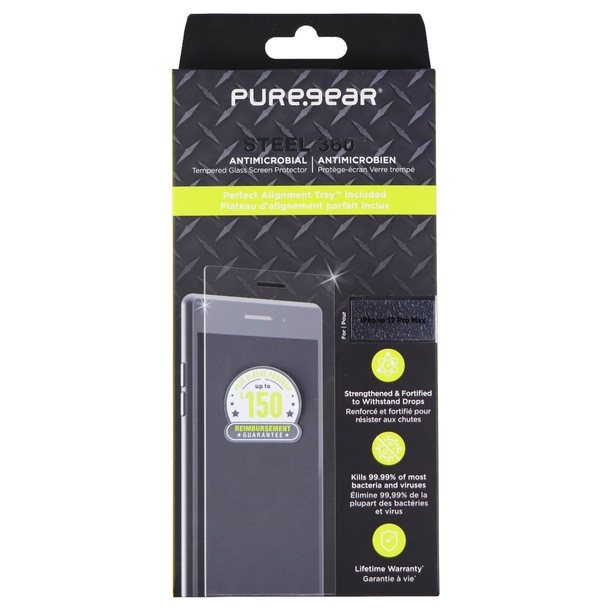 PureGear Steel 360 Tempered Glass Protector For Apple IPhone 12 Pro Max - Clear