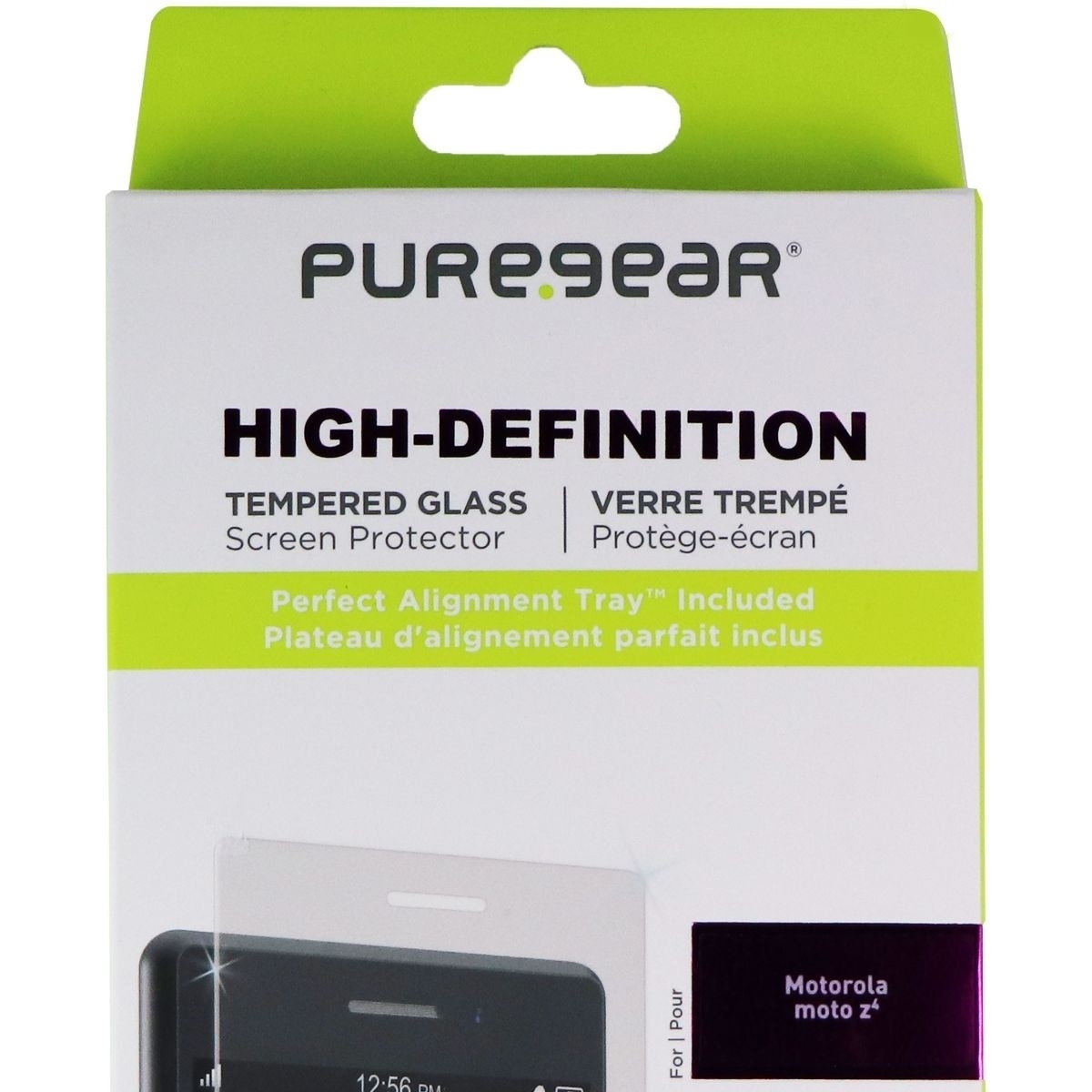 PureGear HD Tempered Glass With Alignment Tray For Motorola Moto Z4 - Clear