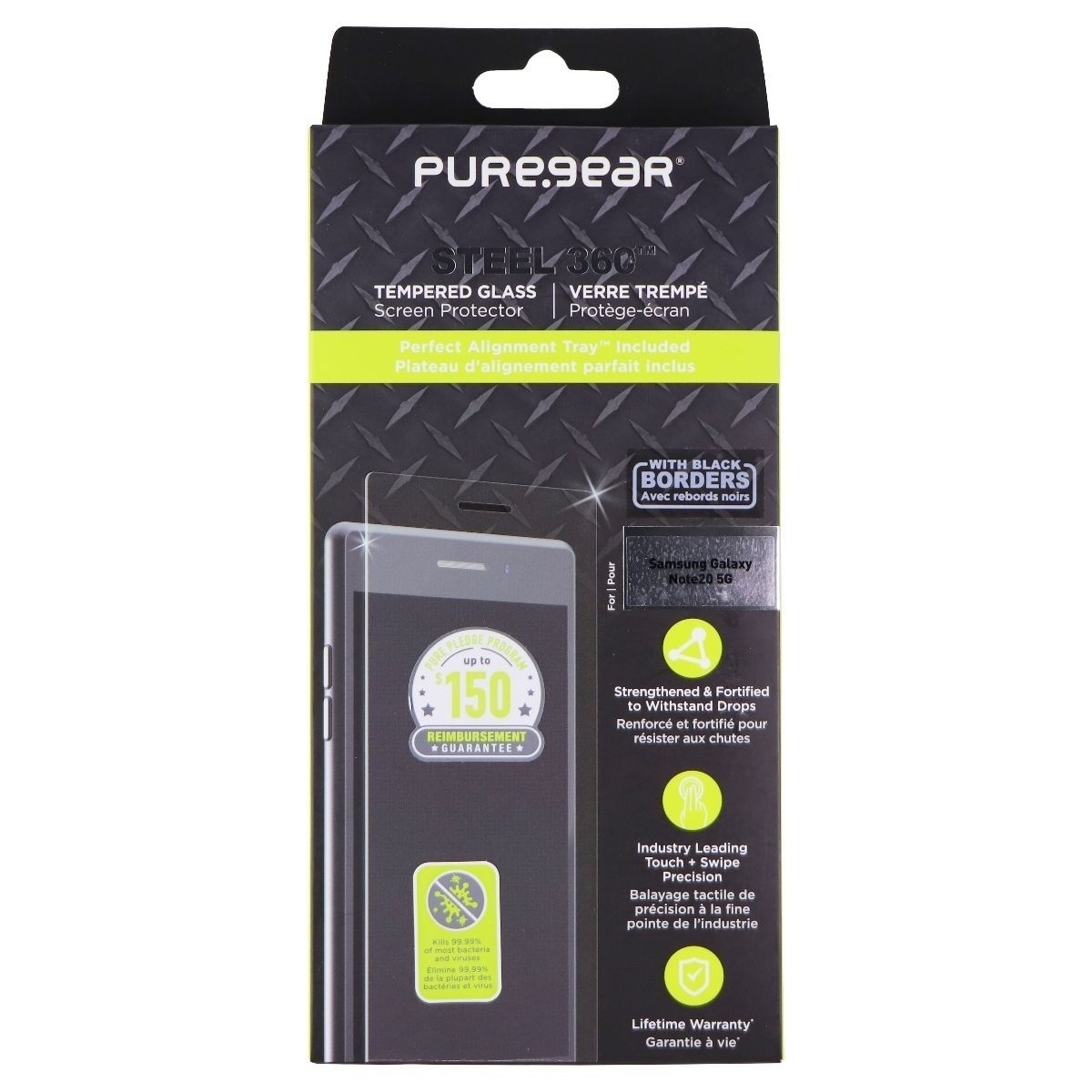 PureGear Steel 360 Tempered Glass Protector For Samsung Galaxy Note20 5G - Clear