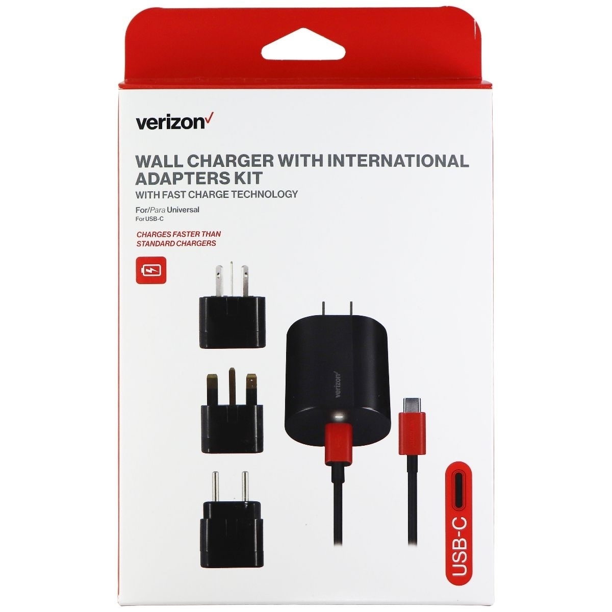 Verizon Wall Charger With International Adapters Kit For USB-C Devices - Black