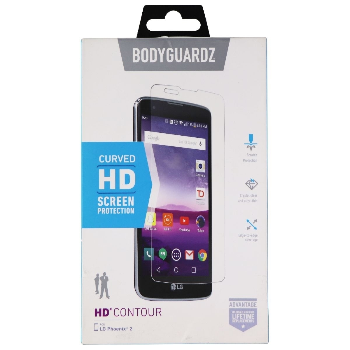 BodyGuardz HD Contour Screen Protector For LG Phoenix 2 - Clear