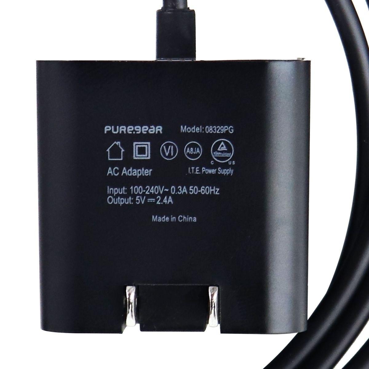 PureGear 12W (5V/2.4A) 5-Foot Micro USB Wall Charger - Black