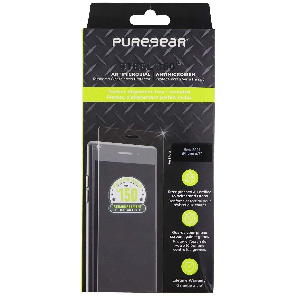 PureGear Steel 360 Tempered Glass Protector For Apple IPhone 13 Pro Max - Clear