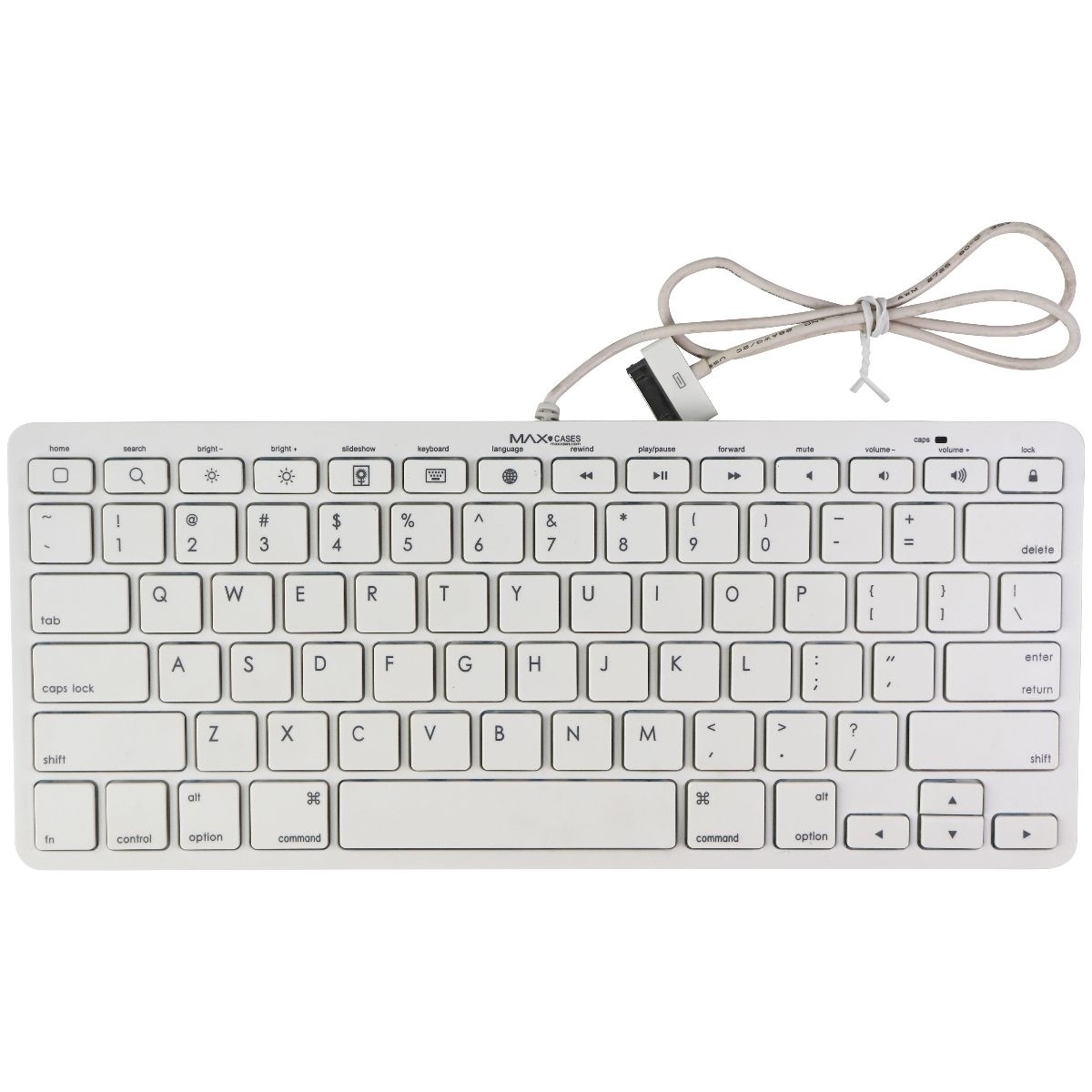 Max Cases (30-Pin) Wired Keyboard For Older Gen IPads 3/2/1 - White (PM9241)