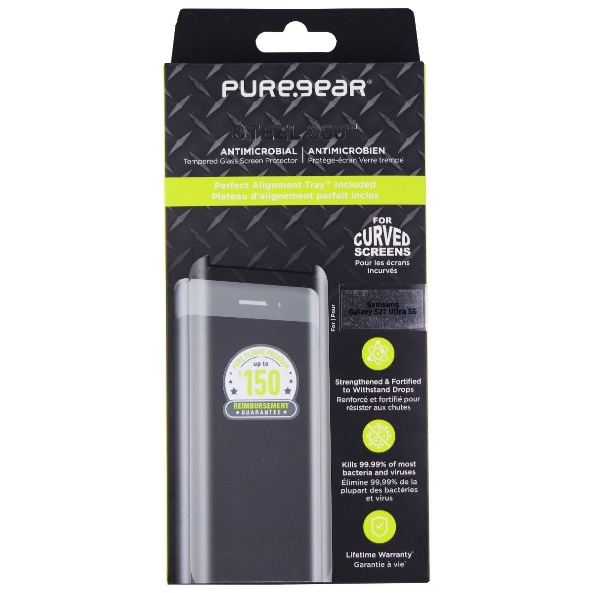 PureGear Steel 360 Tempered Glass Protector For Samsung Galaxy S21 Ultra 5G